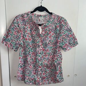 J. Crew Floral Blouse - Red and Green